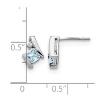 Sterling Silver Antique Cushion Aquamarine and Diamond Earrings