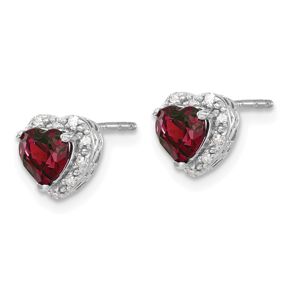 14k White Gold 1/10 ct Lab Grown Dia VS/SI+ G+& Cr Ruby Halo Post Earrings