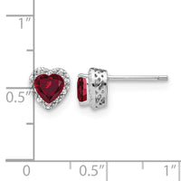 14k White Gold 1/10 ct Lab Grown Dia VS/SI+ G+& Cr Ruby Halo Post Earrings