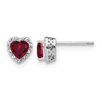 14k White Gold 1/10 ct Lab Grown Dia VS/SI+ G+& Cr Ruby Halo Post Earrings