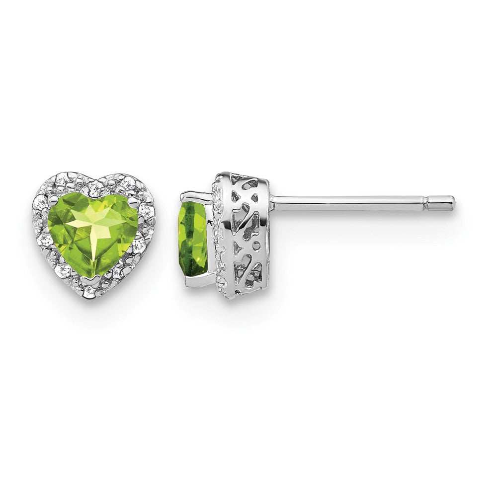 Sterling Silver Rhodium-plated Peridot and Diamond Earrings