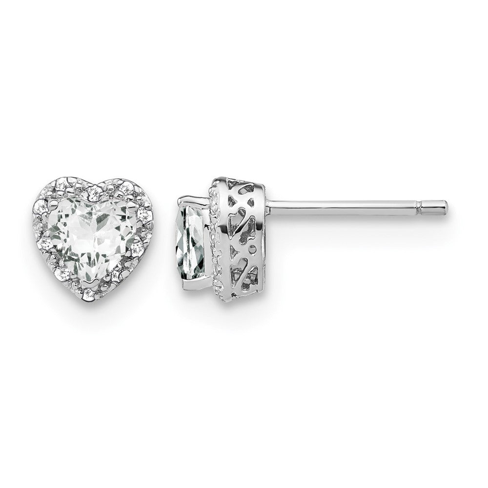 Sterling Silver Rhodium-plated White Topaz and Diamond Earrings