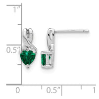Sterling Silver Rhodium-plated Created Emerald and Diamond Earrings