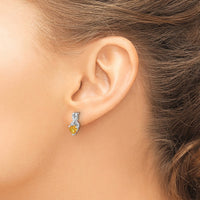 Sterling Silver Rhodium-plated Citrine and Diamond Earrings