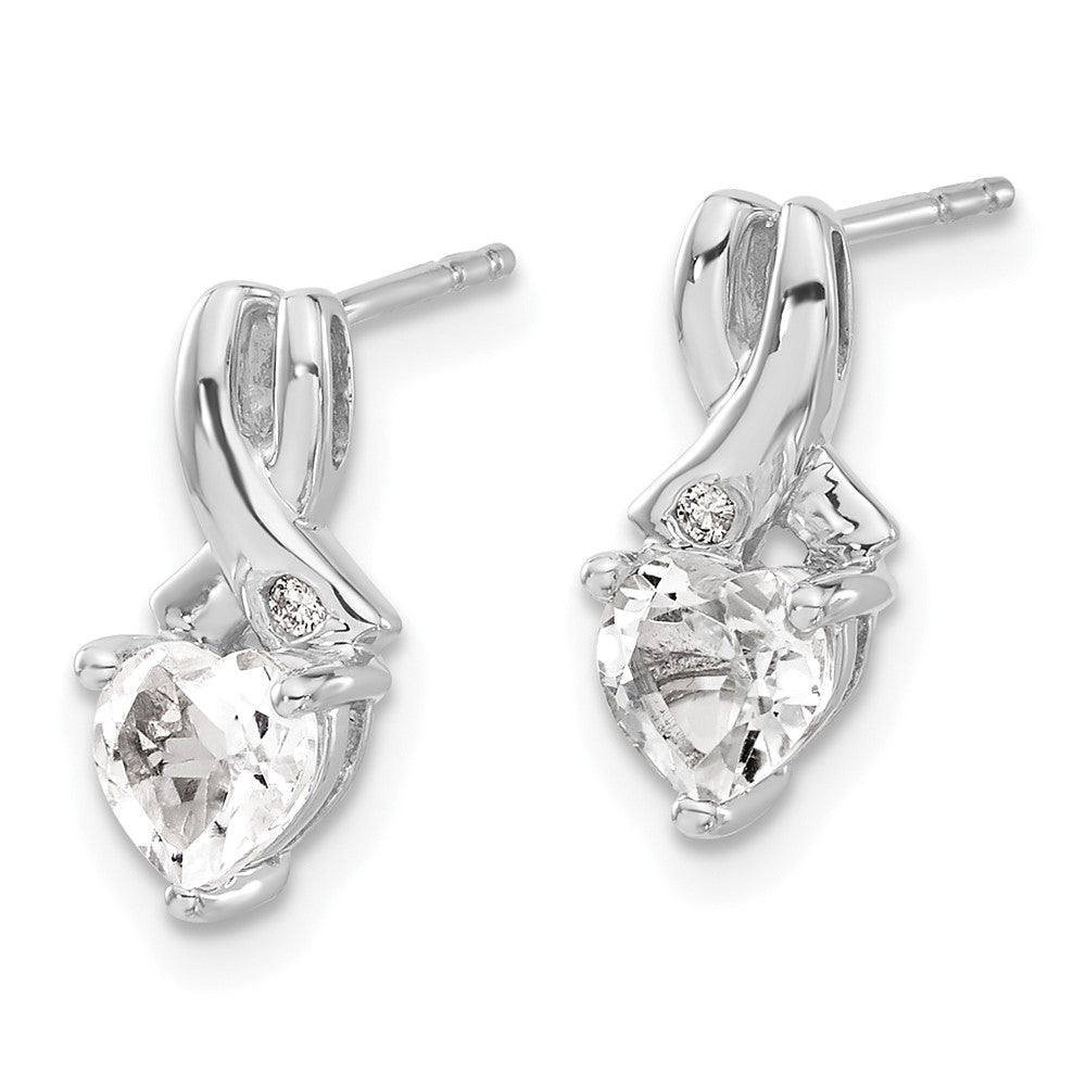 Sterling Silver Rhodium-plated White Topaz and Diamond Earrings