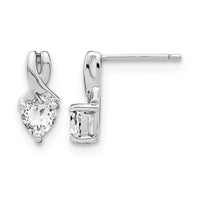 Sterling Silver Rhodium-plated White Topaz and Diamond Earrings