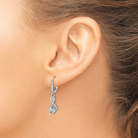 Sterling Silver Rhodium-plated Aquamarine and Diamond Earrings