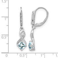 Sterling Silver Rhodium-plated Aquamarine and Diamond Earrings