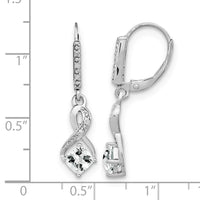 Sterling Silver Rhodium-plated White Topaz and Diamond Earrings