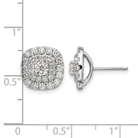 14k White Gold 1 1/2 ct Lab Grown Dia VS+ F+ Double Halo Post Earrings