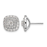 14k White Gold 1 1/2 ct Lab Grown Dia VS+ F+ Double Halo Post Earrings