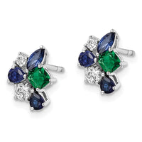 14k White Gold 1/5 ct Lab Grown Dia VS/SI+ G+ & Cr Emerald Post Earrings