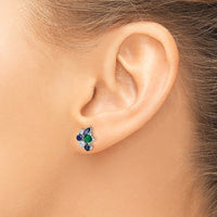 14k White Gold 1/5 ct Lab Grown Dia VS/SI+ G+ & Cr Emerald Post Earrings