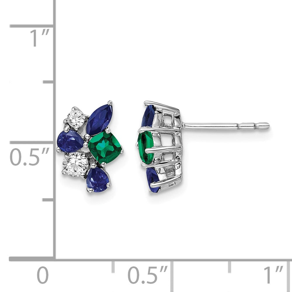 14k White Gold 1/5 ct Lab Grown Dia VS/SI+ G+ & Cr Emerald Post Earrings