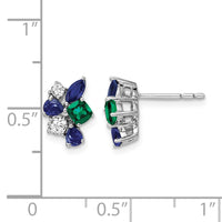 14k White Gold 1/5 ct Lab Grown Dia VS/SI+ G+ & Cr Emerald Post Earrings