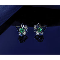 14k White Gold 1/5 ct Lab Grown Dia VS/SI+ G+ & Cr Emerald Post Earrings