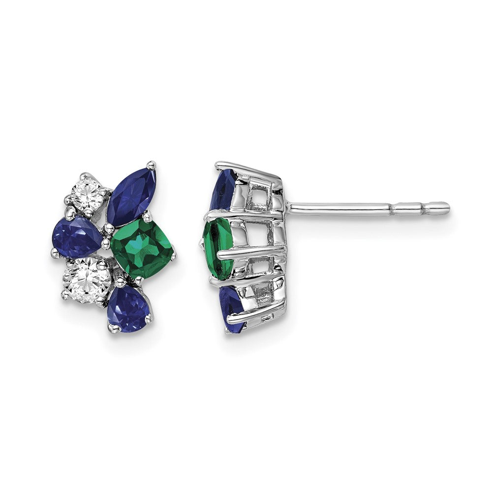 14k White Gold 1/5 ct Lab Grown Dia VS/SI+ G+ & Cr Emerald Post Earrings