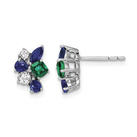 14k White Gold 1/5 ct Lab Grown Dia VS/SI+ G+ & Cr Emerald Post Earrings