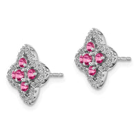 14kw 1/3 ct Lab Grown Dia VS/SI+ G+ & Cr Pink Sapphire Post Earring
