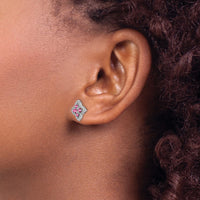 14kw 1/3 ct Lab Grown Dia VS/SI+ G+ & Cr Pink Sapphire Post Earring