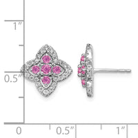 14kw 1/3 ct Lab Grown Dia VS/SI+ G+ & Cr Pink Sapphire Post Earring