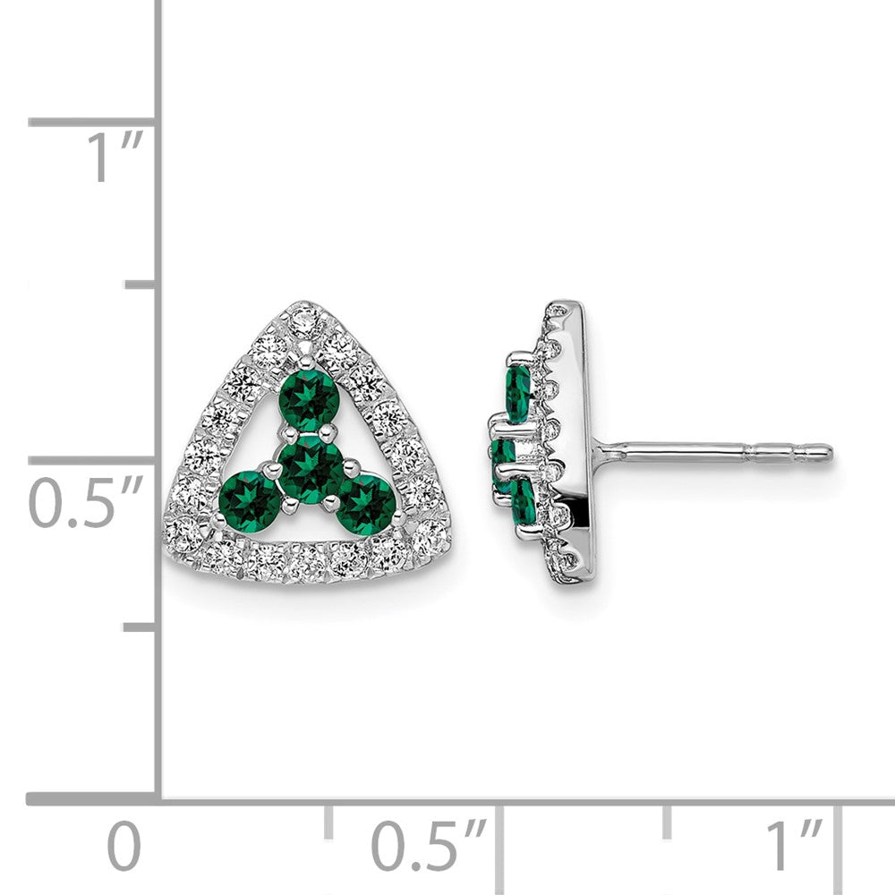14k White 3/8 ct Lab Grown Dia VS/SI+ G+& Cr Emerald Triangle Post Earrings