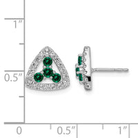 14k White 3/8 ct Lab Grown Dia VS/SI+ G+& Cr Emerald Triangle Post Earrings