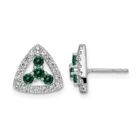 14k White 3/8 ct Lab Grown Dia VS/SI+ G+& Cr Emerald Triangle Post Earrings