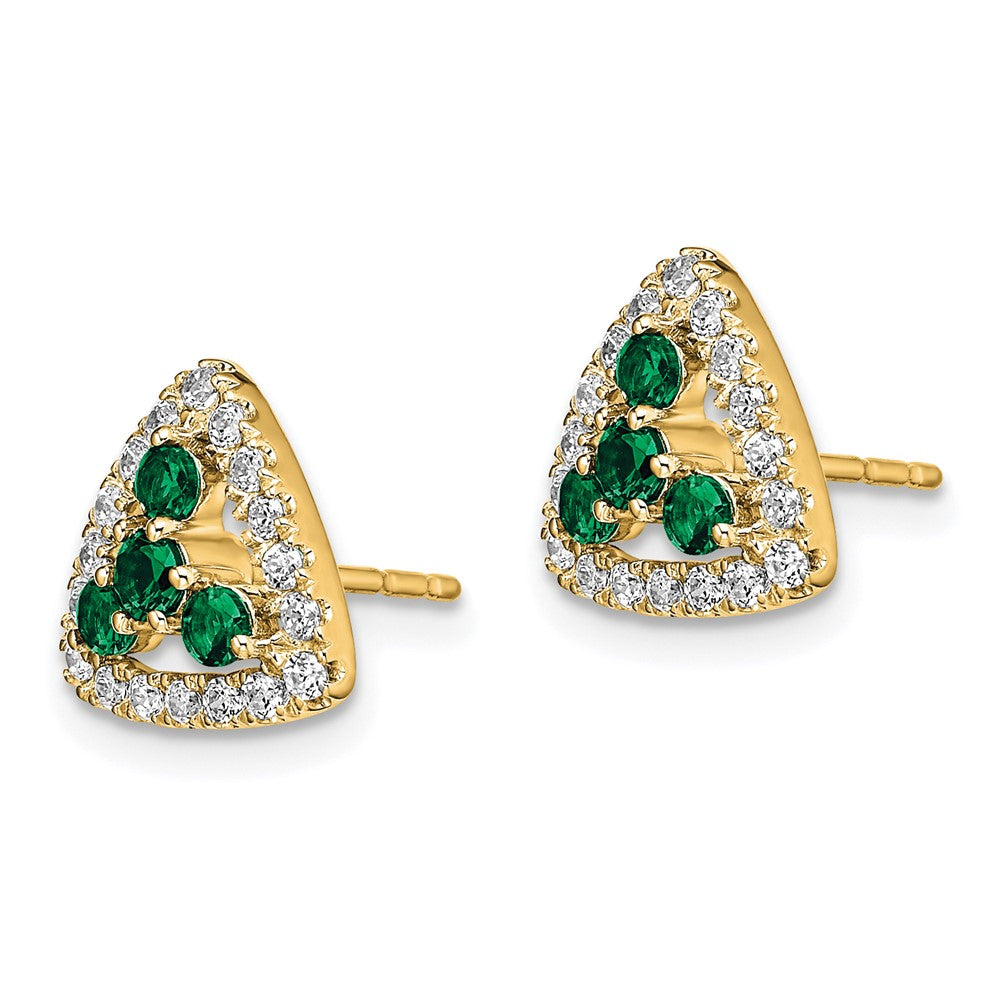 14k 3/8 ct Lab Grown Diamond VS/SI+ G+& Cr Emerald Triangle Post Earrings