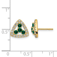 14k 3/8 ct Lab Grown Diamond VS/SI+ G+& Cr Emerald Triangle Post Earrings