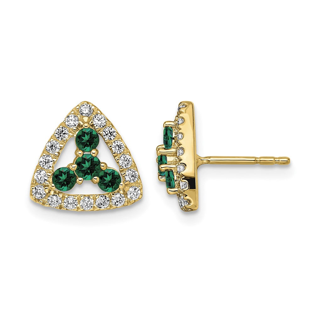 14k 3/8 ct Lab Grown Diamond VS/SI+ G+& Cr Emerald Triangle Post Earrings