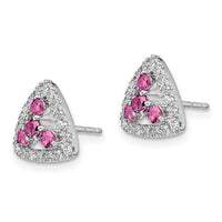 14kw 3/8ct Lab Grown Dia VS/SI+ G+ & Cr Pink Sapphire Triangle Earrings
