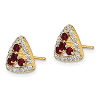 14k 3/8 ct Lab Grown Diamond VS/SI+ G+& Cr Ruby Triangle Post Earrings