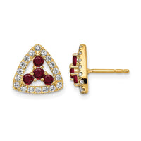 14k 3/8 ct Lab Grown Diamond VS/SI+ G+& Cr Ruby Triangle Post Earrings
