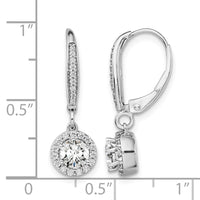 14kw 1ct Lab Grown Dia VS/SI+ G+ Comp Halo Drop Leverback Earrings