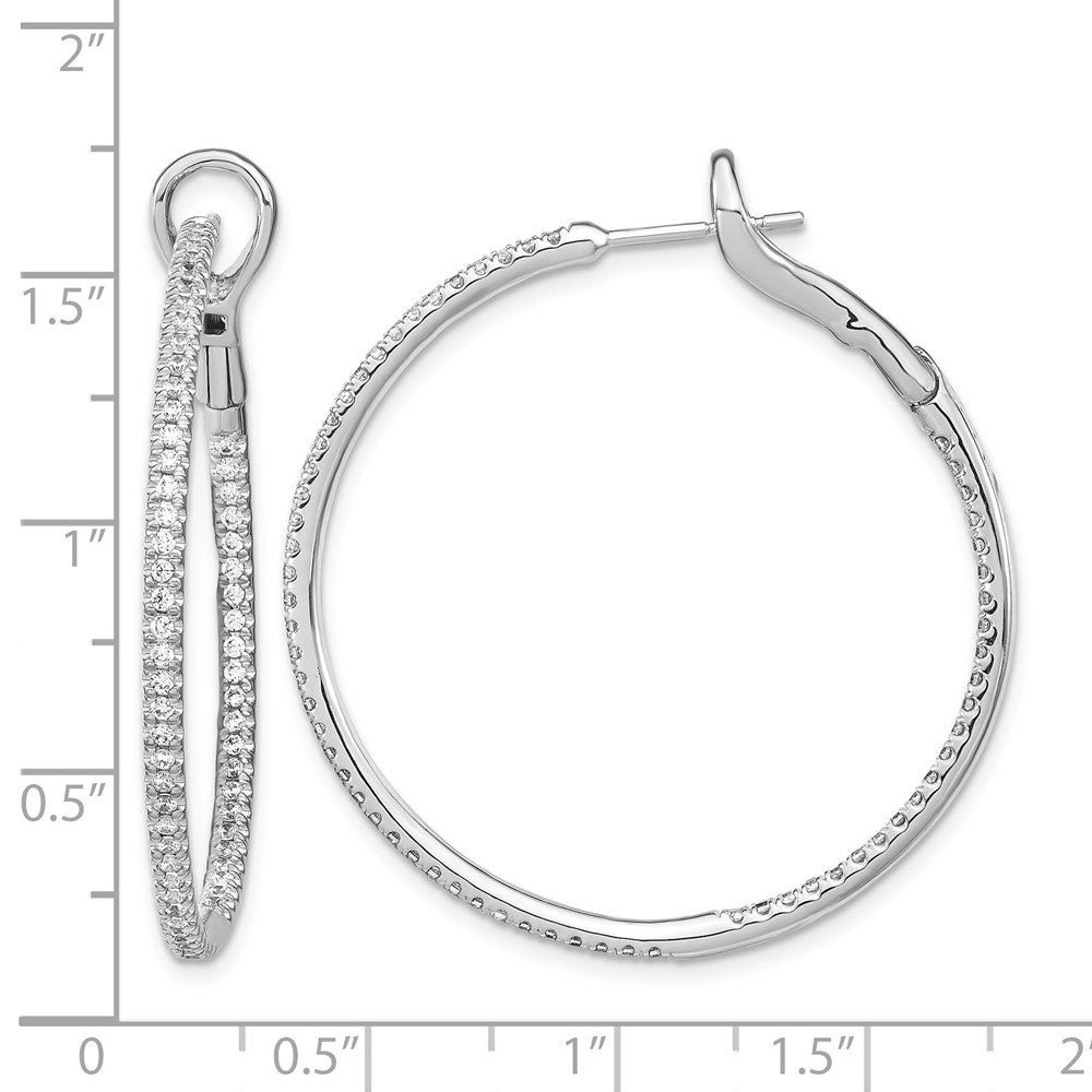 14k White Gold 1 ct Lab Grown Diamond VS/SI+ G+ In/Out Hoop Earrings