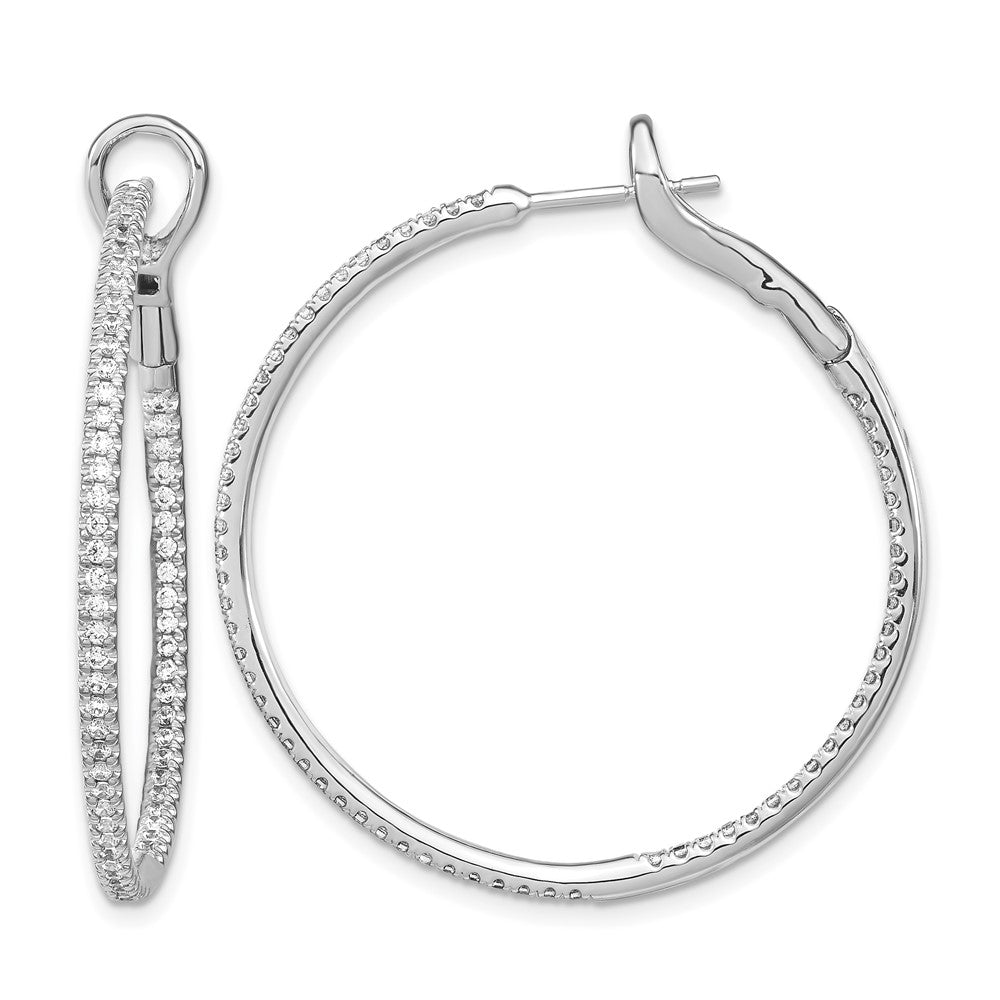 14k White Gold 1 ct Lab Grown Diamond VS/SI+ G+ In/Out Hoop Earrings