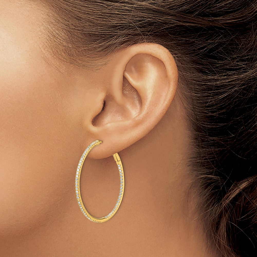 14k 1 ct Lab Grown Diamond VS/SI+ G+ In/Out Hoop Earrings