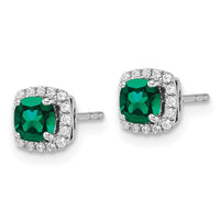 14k White Gold 1/10 ct Lab Grown Dia VS/SI+ G+ & Cr Em Halo Post Earrings