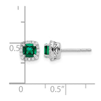 14k White Gold 1/10 ct Lab Grown Dia VS/SI+ G+ & Cr Em Halo Post Earrings
