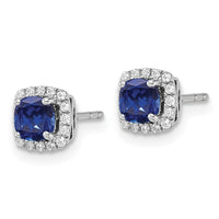 10kw 1/10ct Lab Grown Dia VS/SI+ G+ & Cr Sapp Square Halo Post Earrings