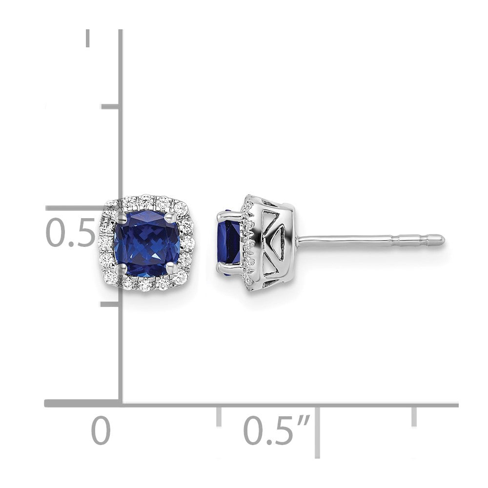 10kw 1/10ct Lab Grown Dia VS/SI+ G+ & Cr Sapp Square Halo Post Earrings