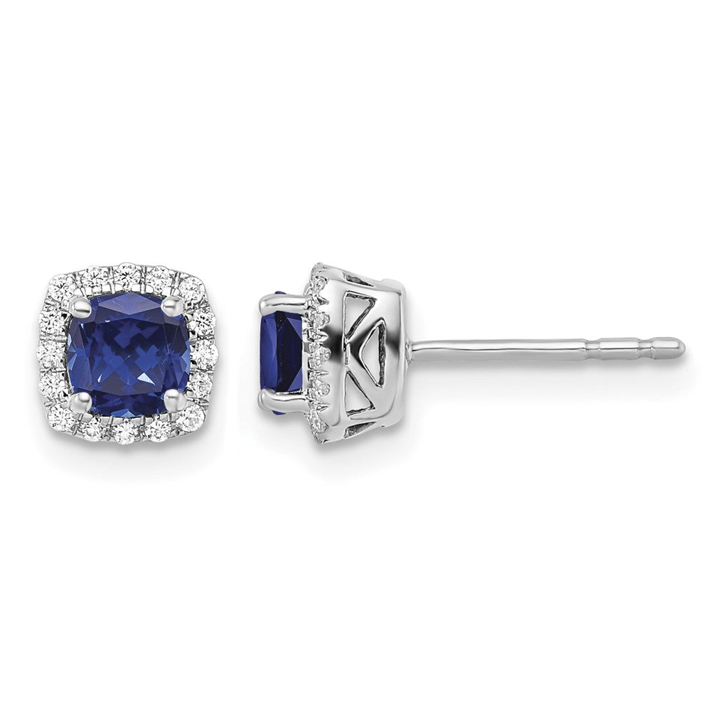 10kw 1/10ct Lab Grown Dia VS/SI+ G+ & Cr Sapp Square Halo Post Earrings