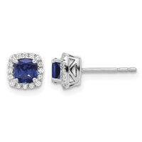 10kw 1/10ct Lab Grown Dia VS/SI+ G+ & Cr Sapp Square Halo Post Earrings