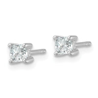 14kw 1/2ct Lab Grown Diamond VS+ F+ Cushion Comp 4 Prong Stud Earrings