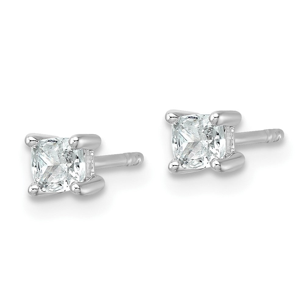 14kw 1/2ct Cert Lab Grown Dia VS/SI+ G+ Cushion Comp 4 Prong Stud Earrings