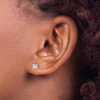 14kw 1/2ct Lab Grown Diamond VS+ F+ Cushion Comp 4 Prong Stud Earrings