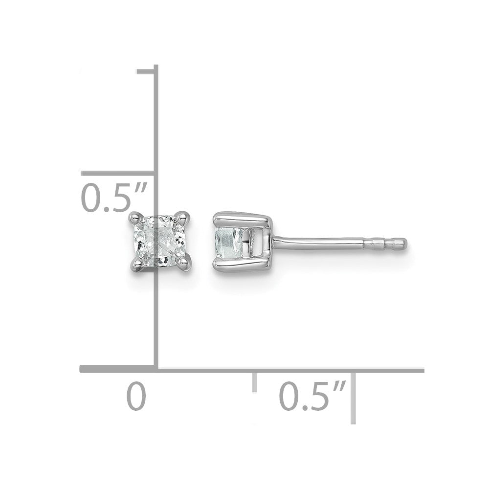 14kw 1/2ct Cert Lab Grown Dia VS/SI+ G+ Cushion Comp 4 Prong Stud Earrings
