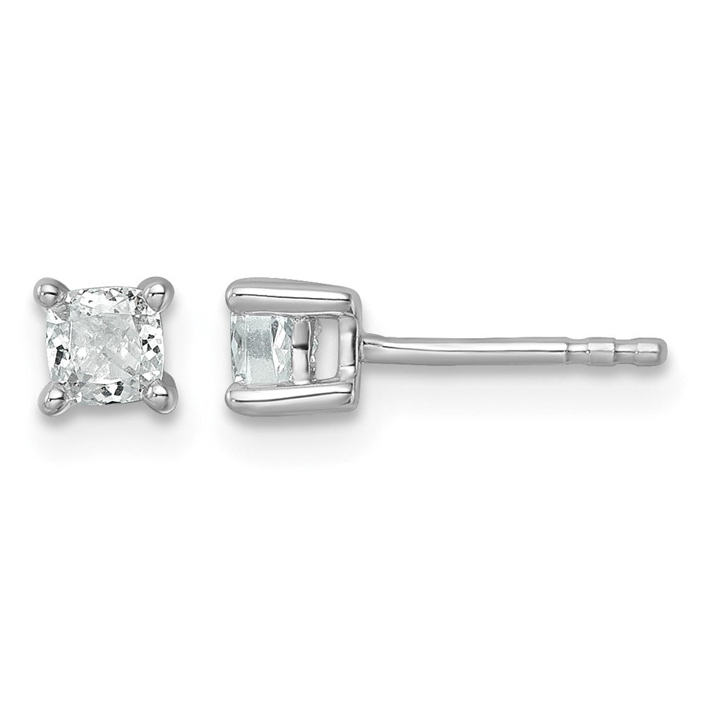 14kw 1/2ct Lab Grown Diamond VS+ F+ Cushion Comp 4 Prong Stud Earrings