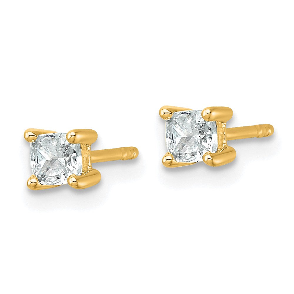 14ky 1/2ct Cert Lab Grown Dia VS/SI+ G+ Cushion Comp 4 Prong Stud Earrings